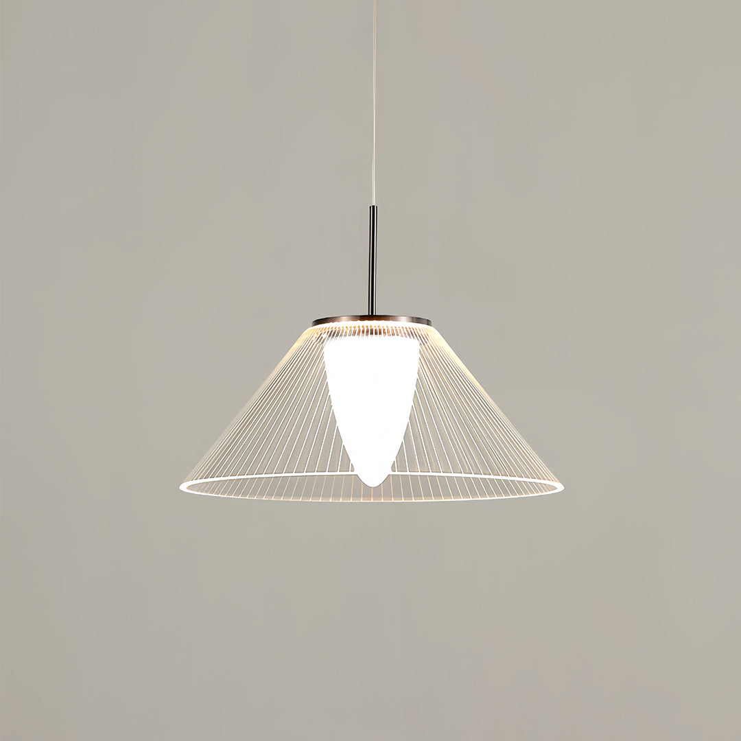 Minimalist Clear Glass Pendant Light — Stainless Steel, Black, 7W LED, 3000K, Adjustable Cord, 14.96" Wide