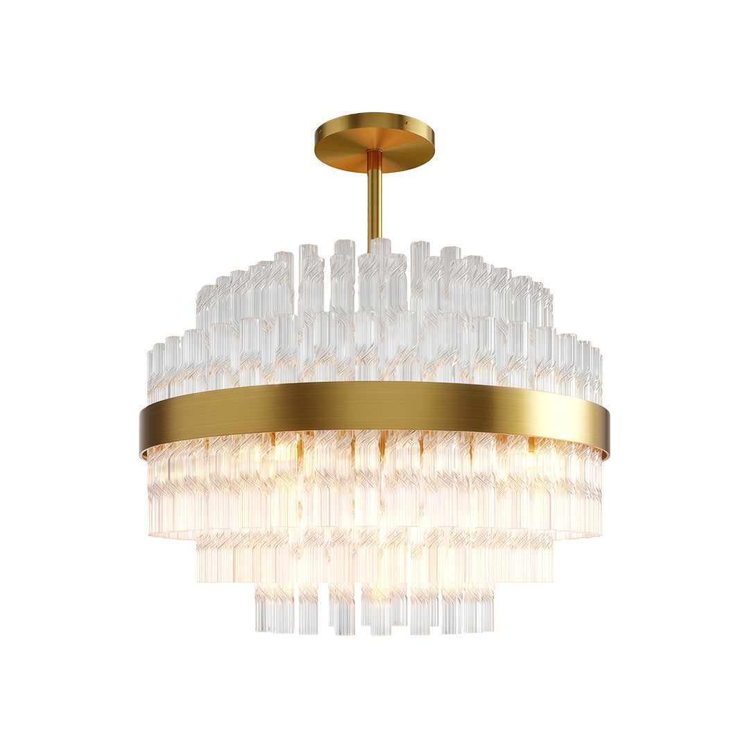 Industrial Modern Chandelier — Solid Brass, Transparent Glass, G9, Multiple Sizes