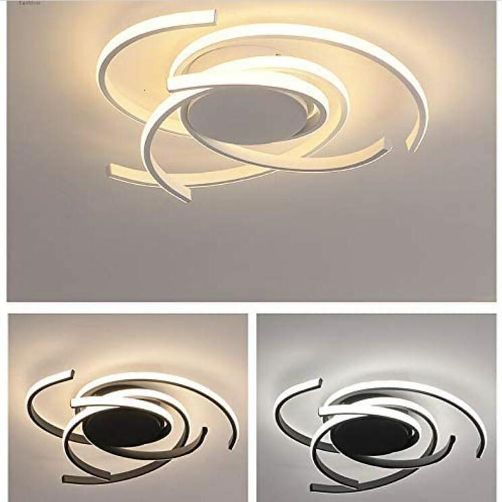 Scattered Semicircle LED Flush-Mount Ceiling Light — Aluminum and Silica Gel, 22", Dimmable with Remote Control