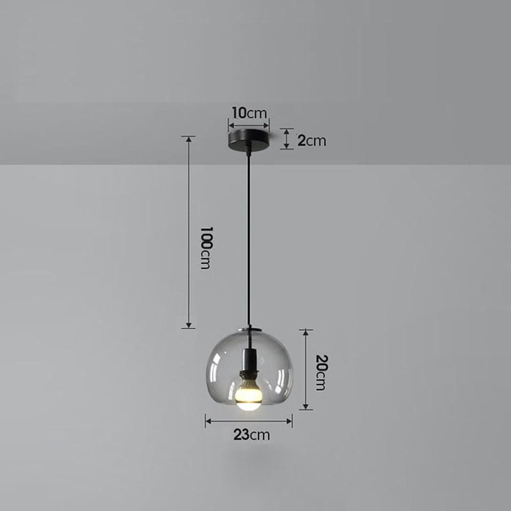 Smoked Round Mini Pendant — Metal and Glass, Vintage Industrial, 1-Light E26/E27, 9" Shade