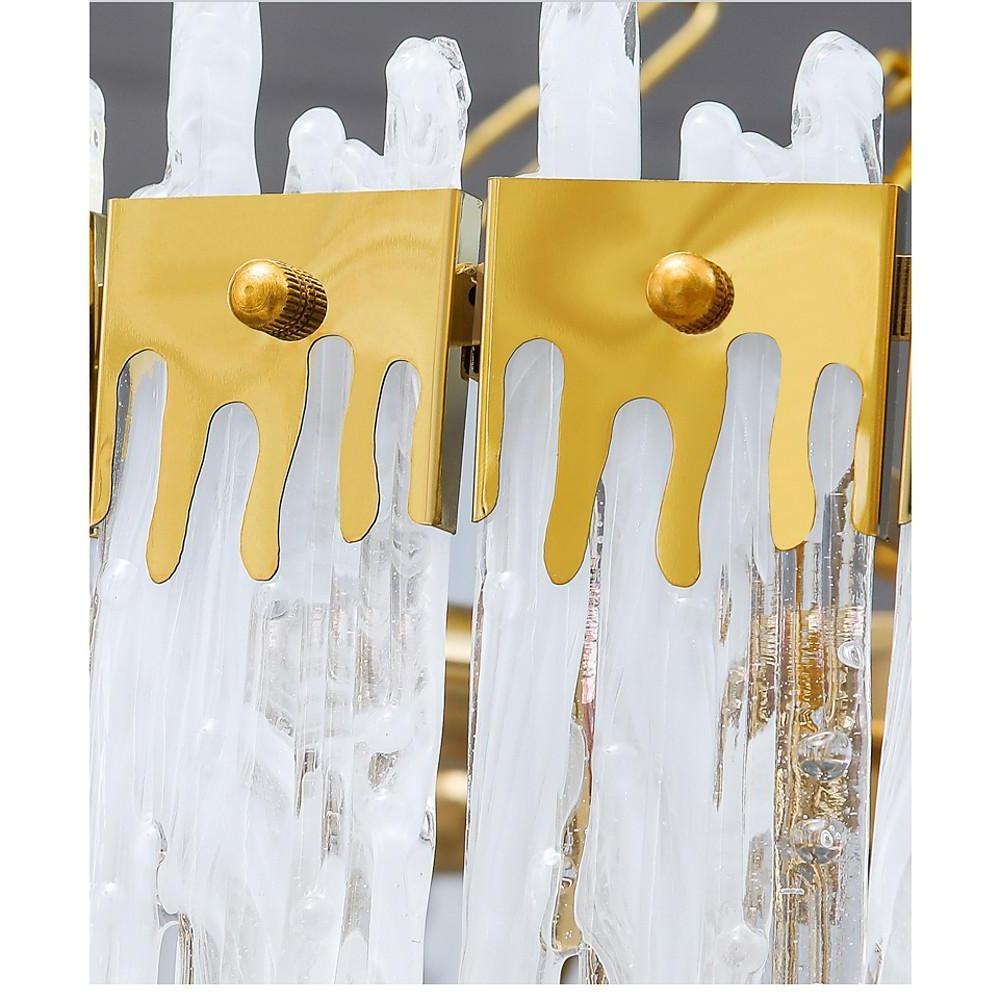Round Gold Crystal Chandelier — Stainless Steel, 12/17-Light, 16" Cord, 4500K Neutral, 20"–24" Diameter