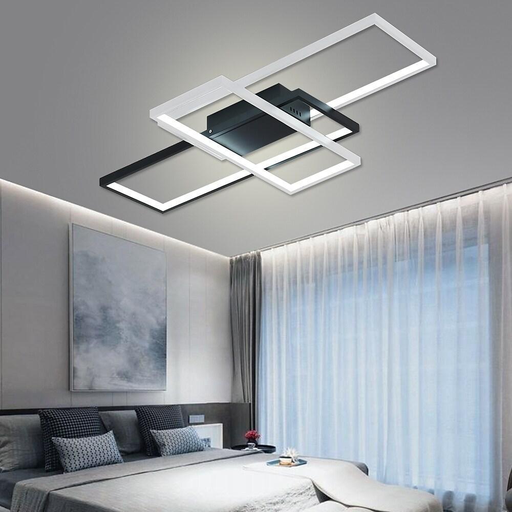 Large Multi-Rectangle Flush-Mount Ceiling Light — 3-Tier Integrated LED, Black, Gold or White