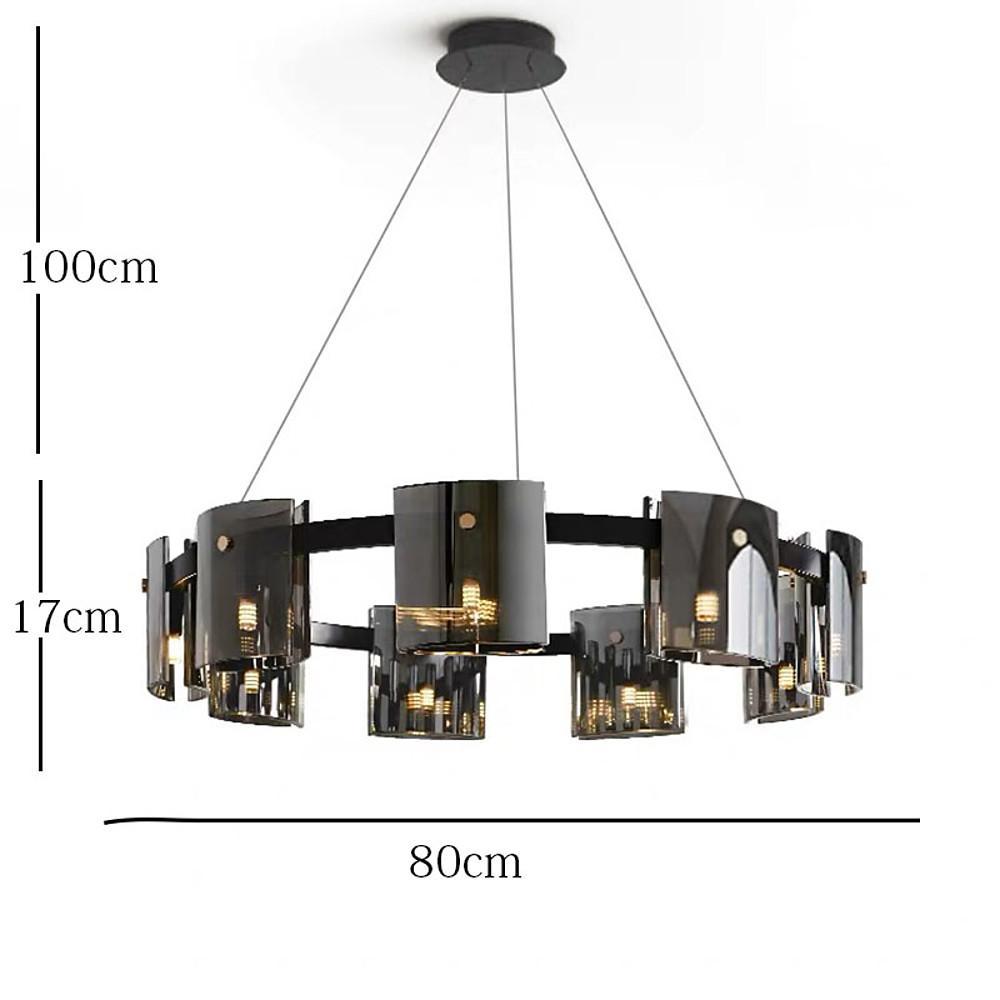 Modern Circular LED Pendant Light with Electroplated Metal and Acrylic Chandelier Design