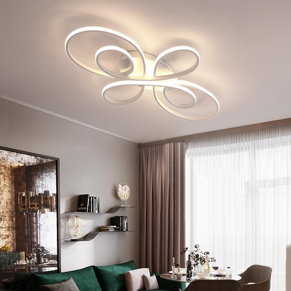 Wave Ornate Flush-Mount Ceiling Light — Aluminum, Silica Gel Shade, LED, Dimmable, 3000K–6000K, 31" x 19"