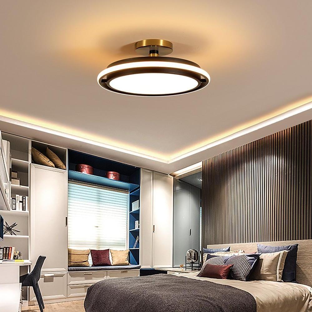Modern Circular LED Flush-Mount Ceiling Light — Metal, 2-Light, 3000K / 6000K, 18" or 22"