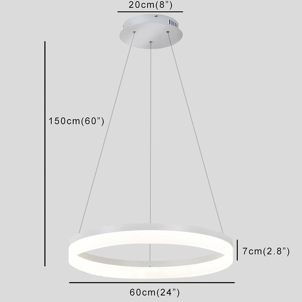 Flat Circular Modern Chandelier — Aluminum & Acrylic, Integrated LED, Dimmable with Remote, 24" or 31", 3000K / 4500K