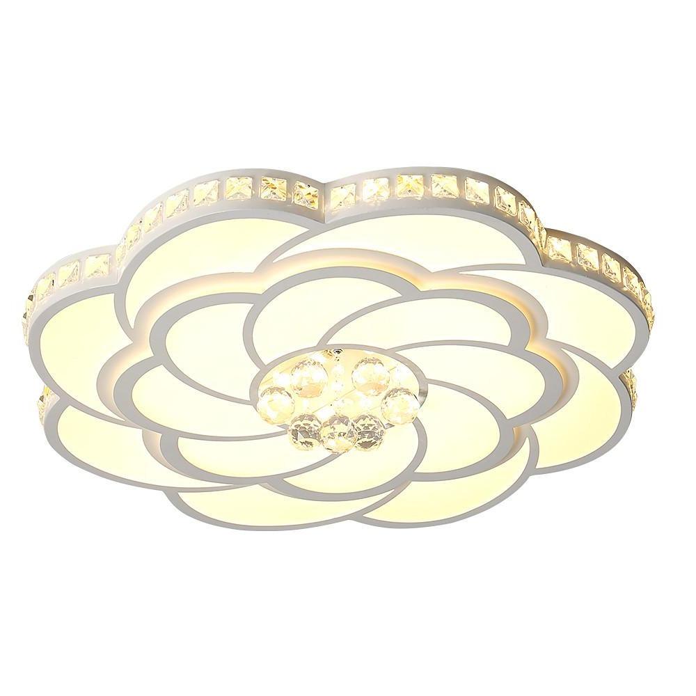 Flower Swirl Flush-Mount Ceiling Light — Metal & Acrylic, 27", LED, Dimmable with Remote, 3000K / 6000K