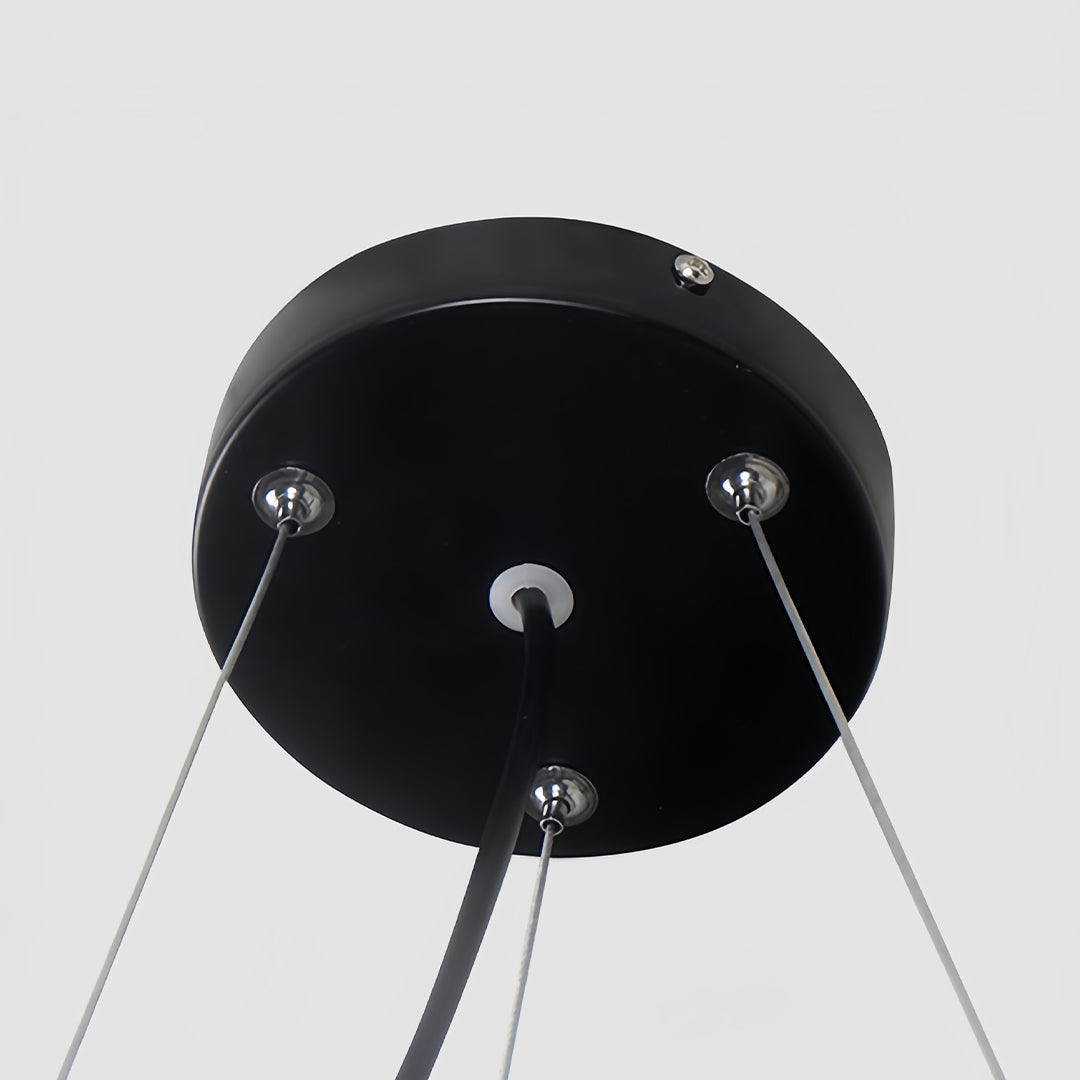 Triangular Geometric LED Chandelier — Black Iron with White Acrylic, Adjustable 39.4" Chain, 5 Sizes