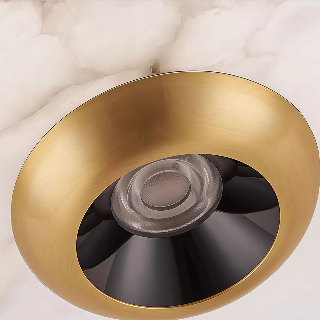 UFO Marble Pendant Light — Black Aluminum, 6.5W LED Warm White (3000K), 10.1" Diameter
