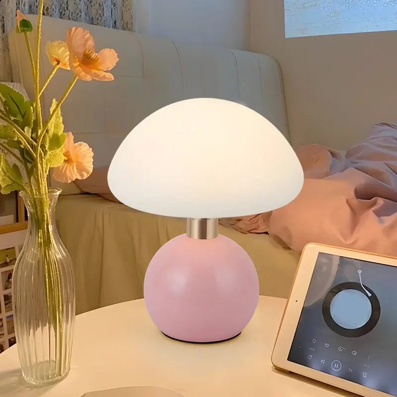 Cute Kids Lamp with Touch Control: Acrylic Mushroom Design and Metal Ball Accent Luxe