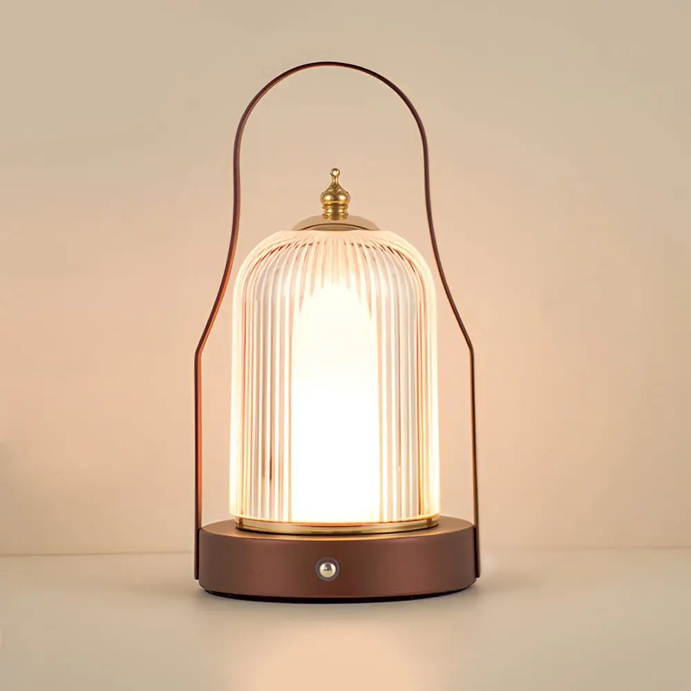 Portable Cordless Touch Rechargeable LED Brass Lantern Table Lamp Luxe