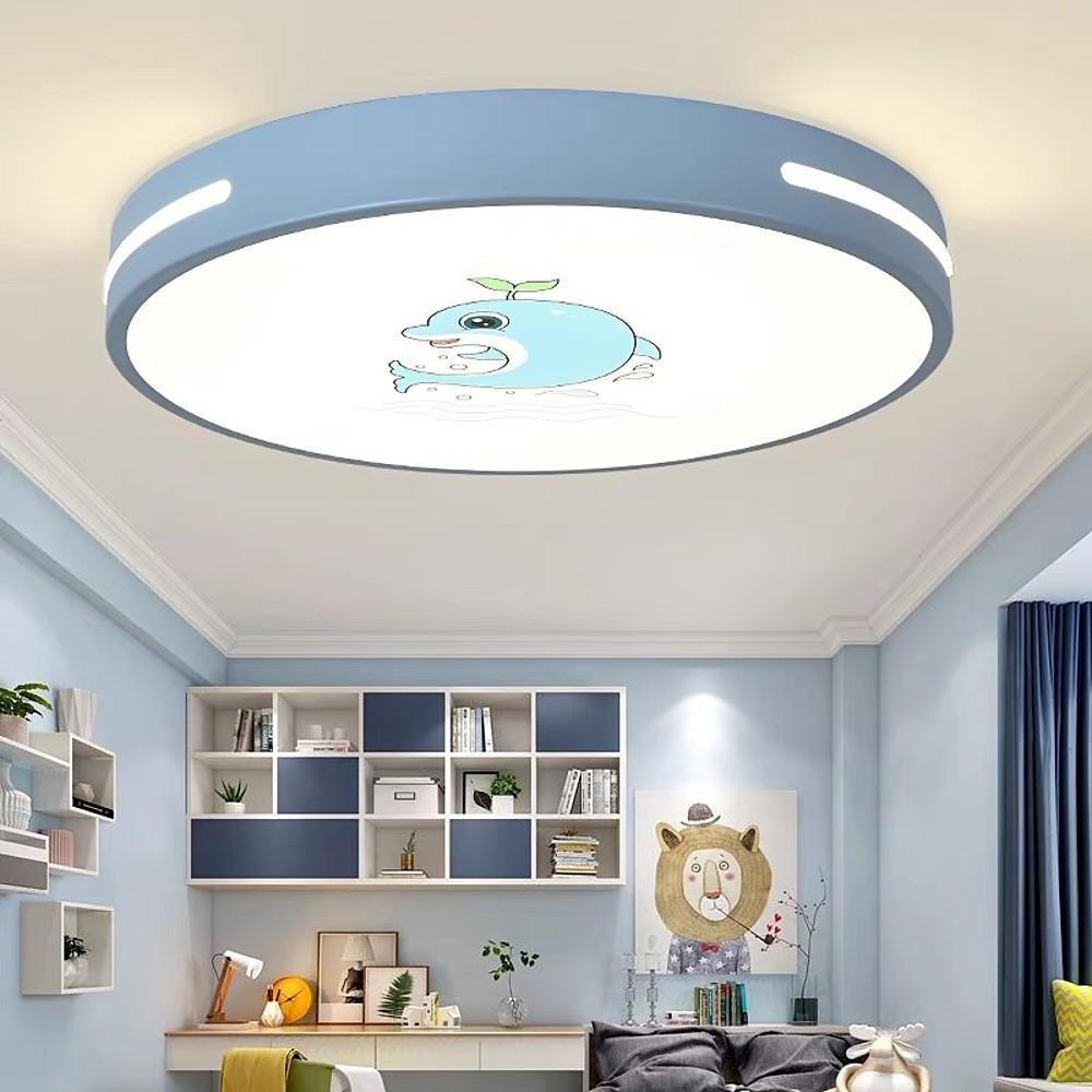 Modern Circular Flush-Mount Ceiling Light — Metal and Acrylic, LED 20W, 16" Diameter, 3000K–5400K