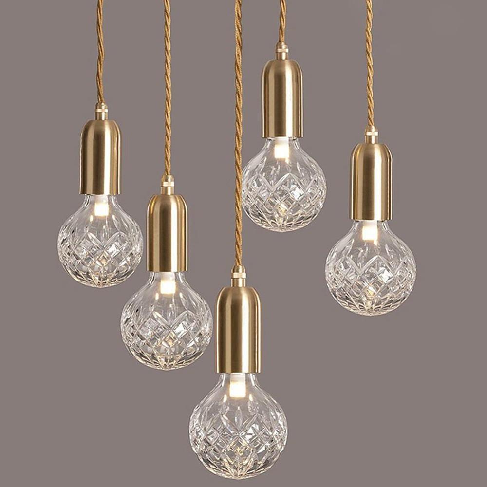 Acrylic Bubble Globe Multi-Light Pendant — Gold Finish, G9 LED, 59" Adjustable Cord, 1- to 18-Light Configurations