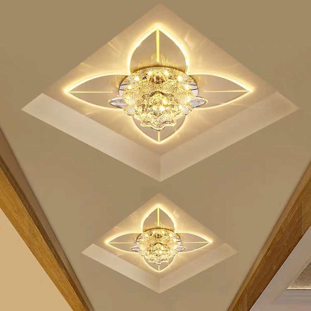 4-Pointed Star Crystal Flush-Mount Ceiling Light — Metal, LED 9W, 8" Diameter, Multi-Color
