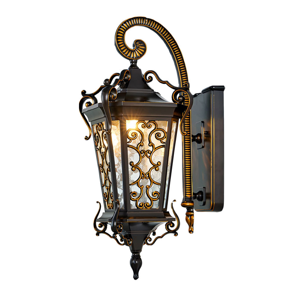 Antique Lantern Outdoor Wall Sconce — Aluminum and Glass, E27, IP55 Weatherproof, Retro