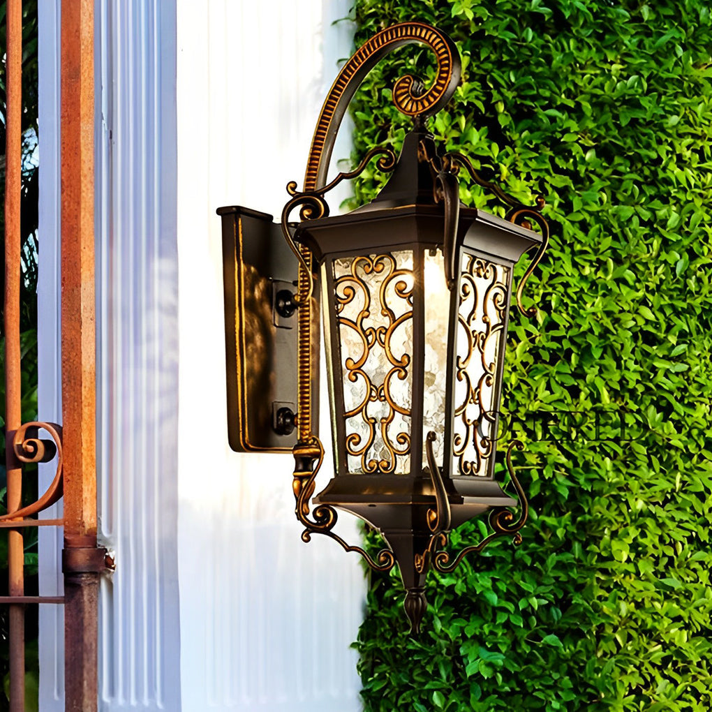 Antique Lantern Outdoor Wall Sconce — Aluminum and Glass, E27, IP55 Weatherproof, Retro