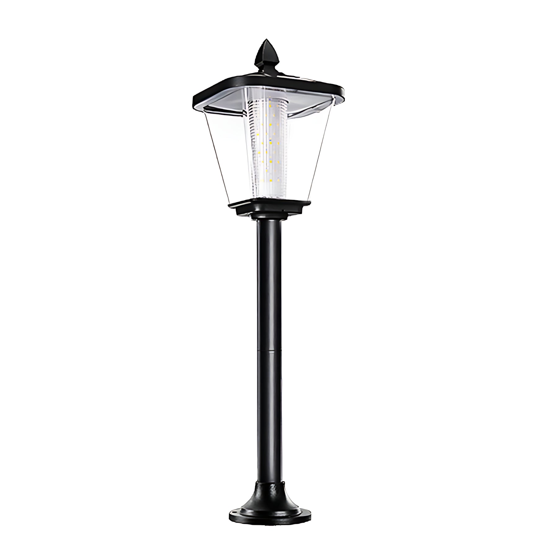 Pointed-Top Solar LED Path Light — Die-Cast Aluminum, Dual-Color 3000K/6000K, Adjustable Height, IP54, Stake or Base Mount