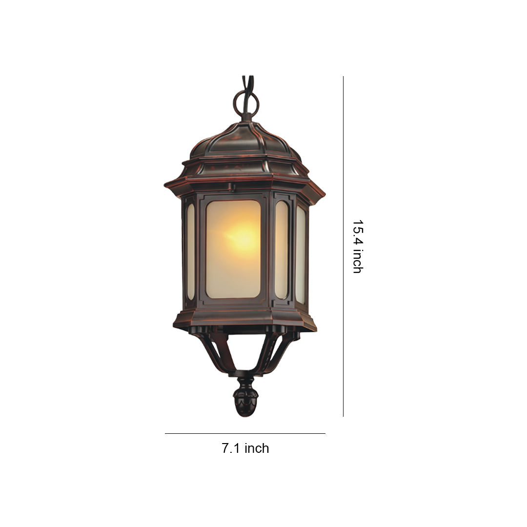 Minimalist Outdoor Hanging Pendant — Coffee Aluminum, Clear Glass, 9W E26, IP44, 80cm Adjustable Chain