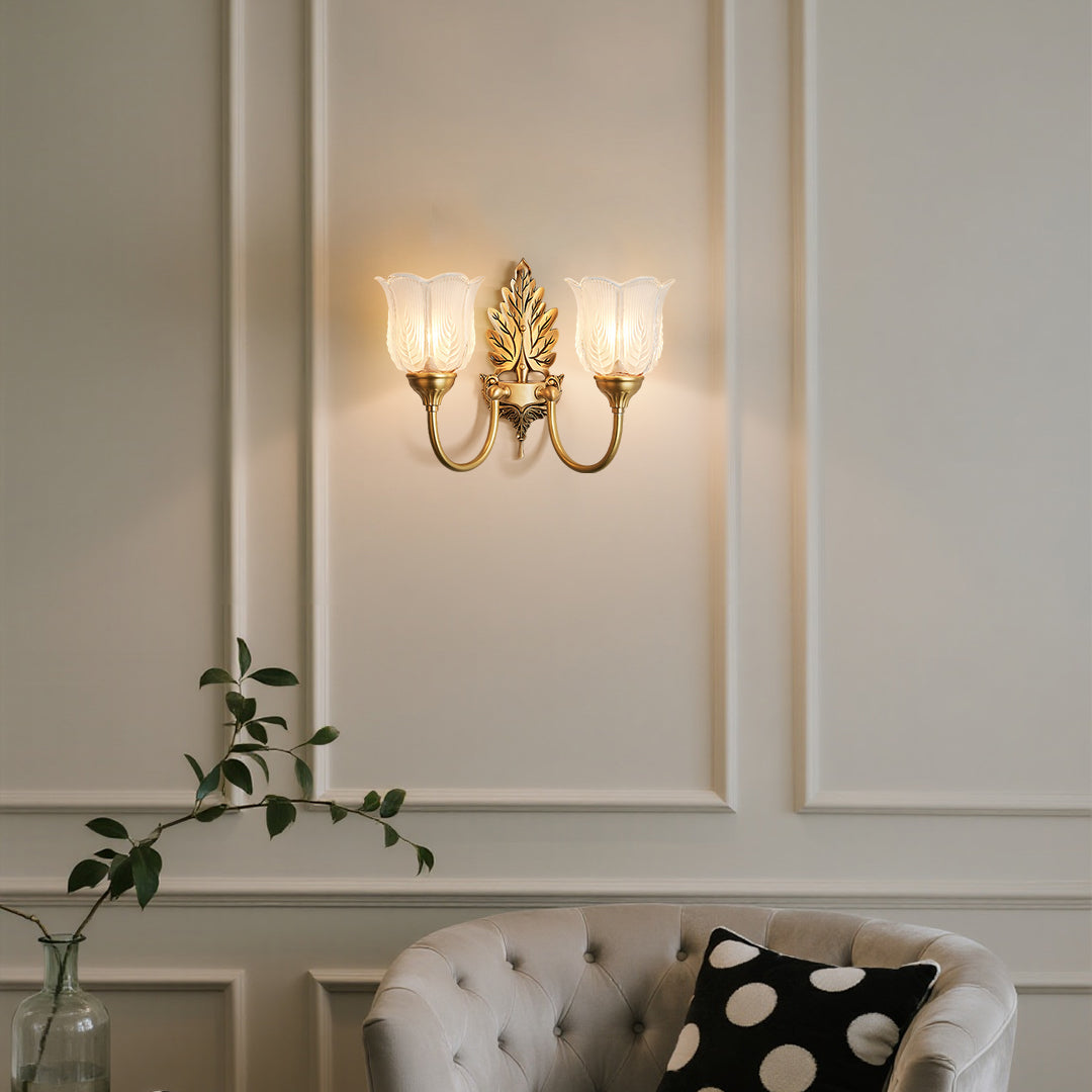 Bud Glass Wall Sconce — H65 Brass, E14 LED, Three-Step Dimming, Single or Double-Head