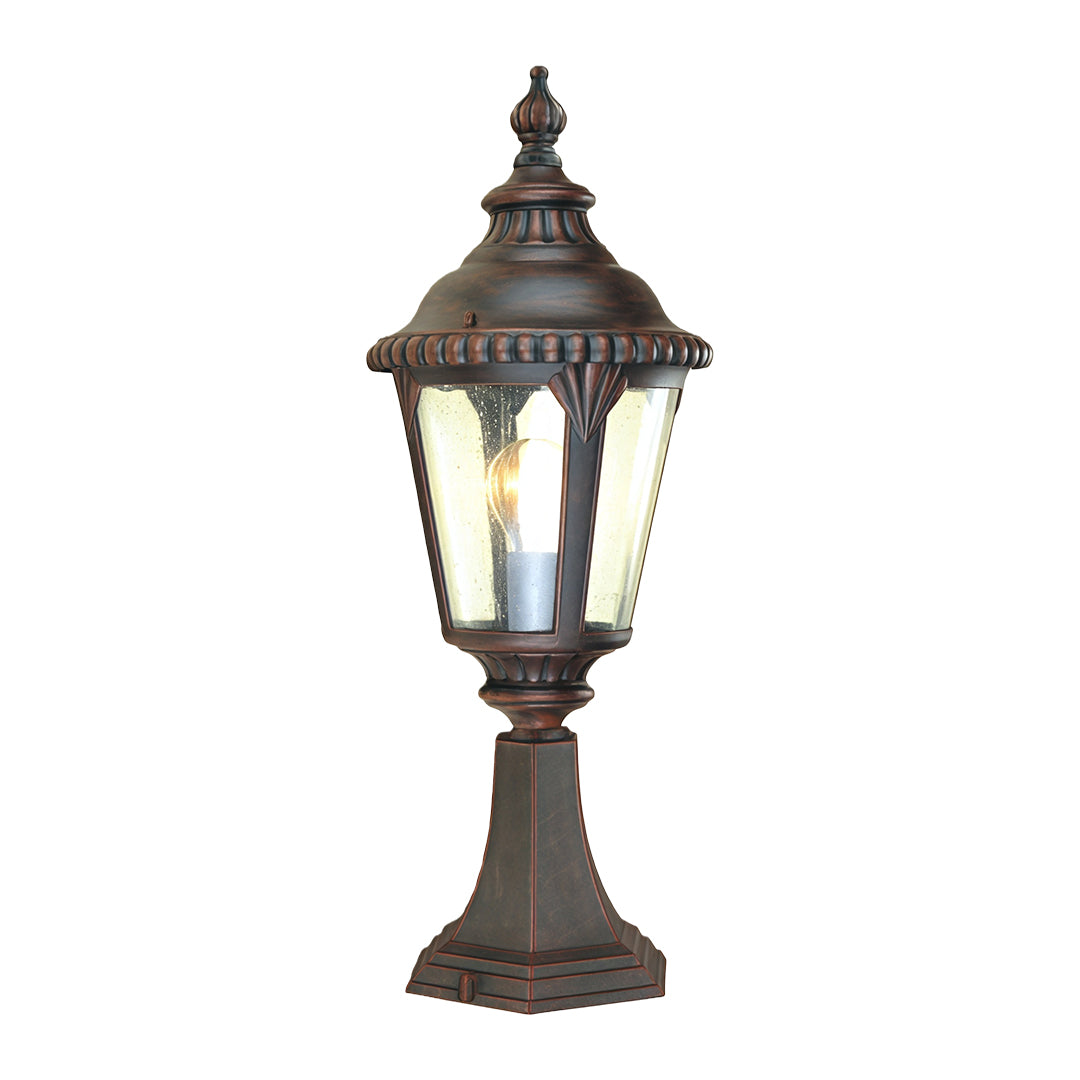 Vintage Outdoor Pillar Light — Sand-Black Aluminum and Glass, 9W E27, IP44 Weatherproof