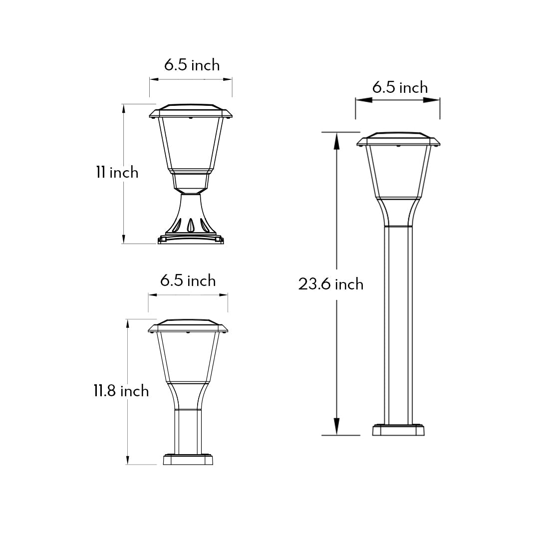Modern Minimalist 6.5" Outdoor LED Bollard Light — Die-Cast Aluminum, 8W OSRAM, 3000K, IP65, 3 Heights