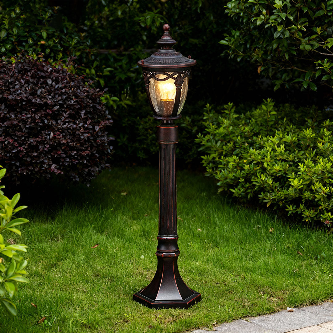 Minimalist Outdoor Post Light — Black Aluminum, Clear Glass, 9W E26, IP44, 42.91" H