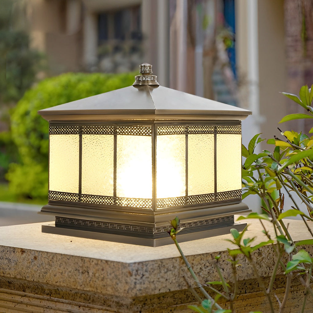 Retro Copper Solar Pillar Light — Solid Copper, Antique Bronze, E27, IP65 Weatherproof, Dual Power, 3 Sizes