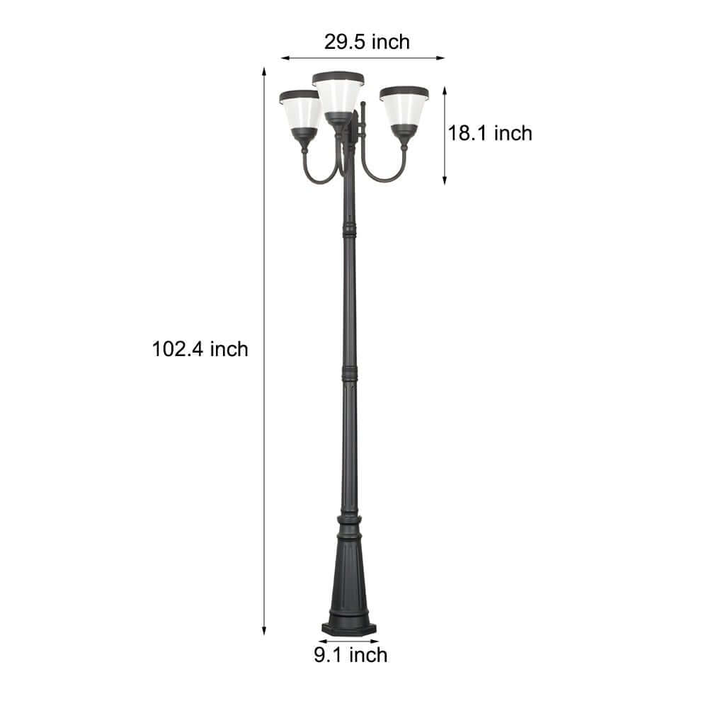 traditional outdoor street lights with post top 3 light design in black finish