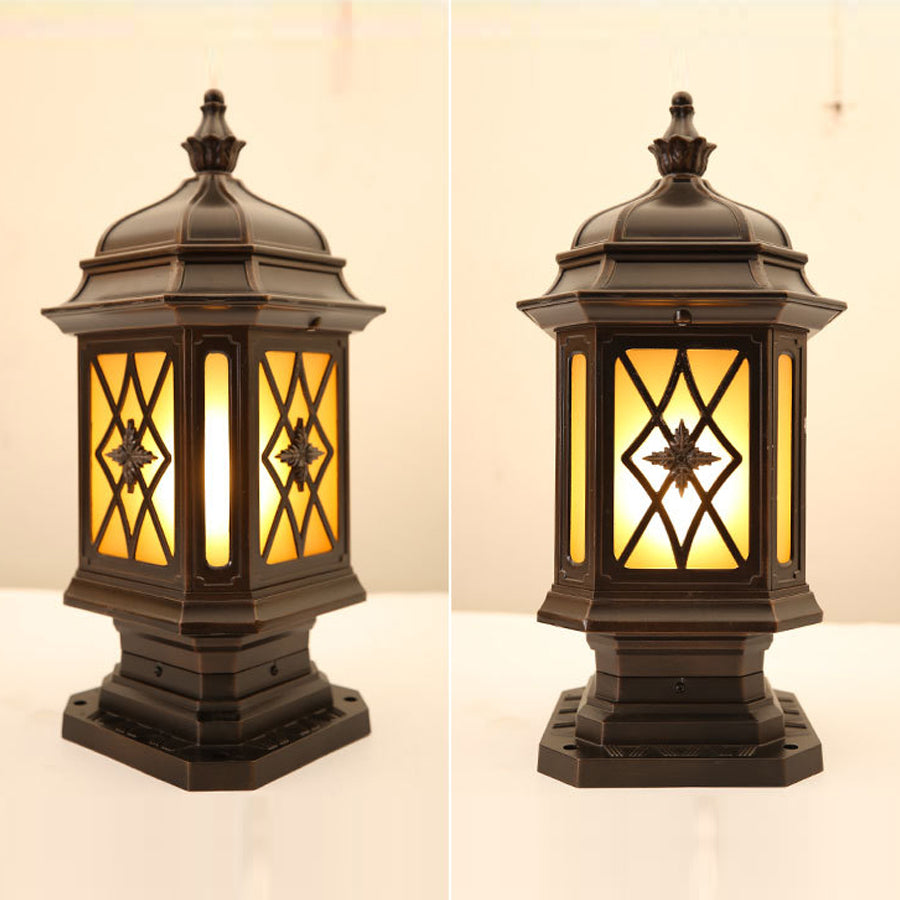 Lantern-Style Outdoor Pillar Light — Die-Cast Aluminum, Frosted Glass, E27, IP23 Weatherproof