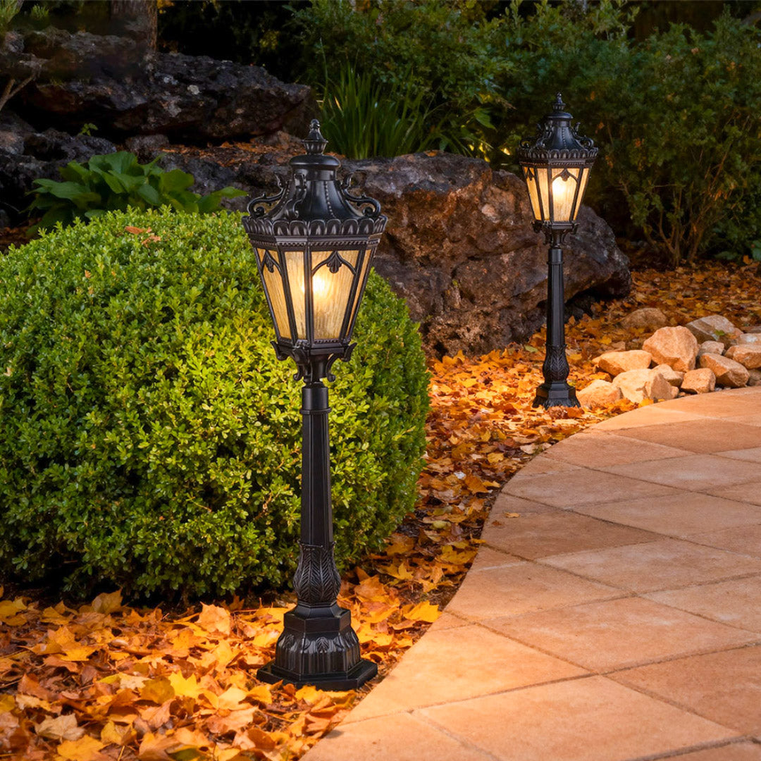 Aluminum Garden Bollard Path Light — Black, 18W E26, IP44, Warm White 3000K, 43.5" H