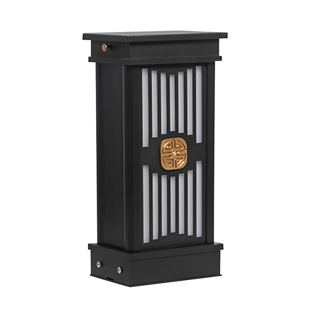 Retro Outdoor Bollard Post Light — Black Stainless Steel & Aluminum, LED 3000K Warm White, IP54 Weatherproof, 16"