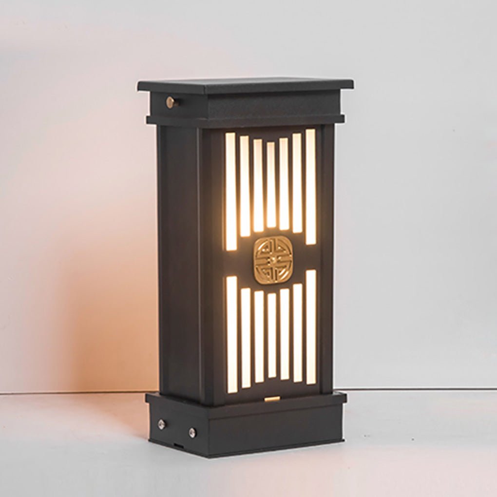 Retro Outdoor Bollard Post Light — Black Stainless Steel & Aluminum, LED 3000K Warm White, IP54 Weatherproof, 16"