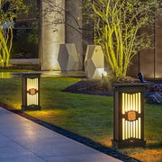 Retro Outdoor Bollard Post Light — Black Stainless Steel & Aluminum, LED 3000K Warm White, IP54 Weatherproof, 16"