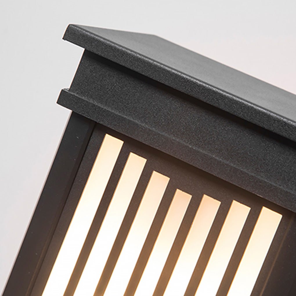 Retro Outdoor Bollard Post Light — Black Stainless Steel & Aluminum, LED 3000K Warm White, IP54 Weatherproof, 16"