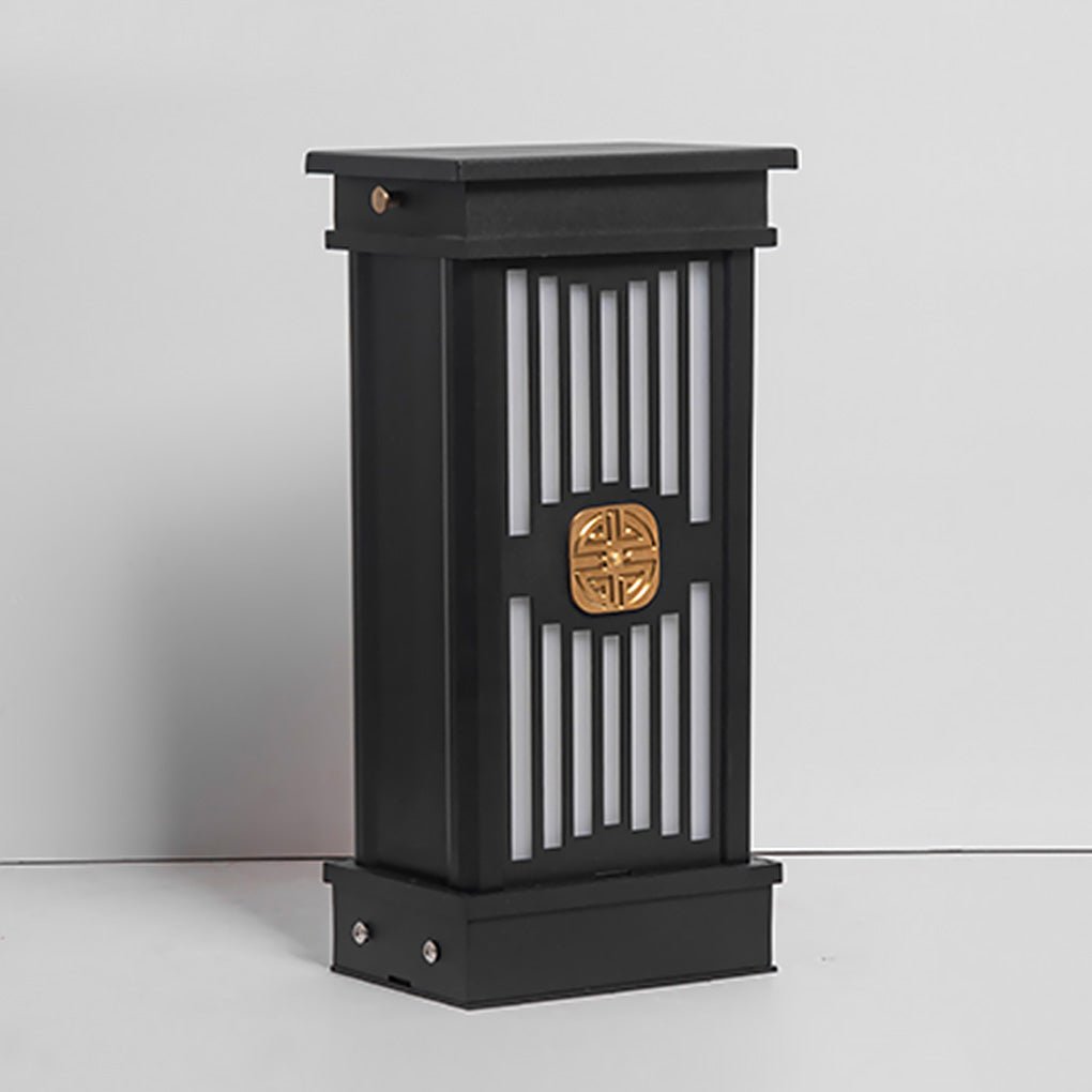 Retro Outdoor Bollard Post Light — Black Stainless Steel & Aluminum, LED 3000K Warm White, IP54 Weatherproof, 16"