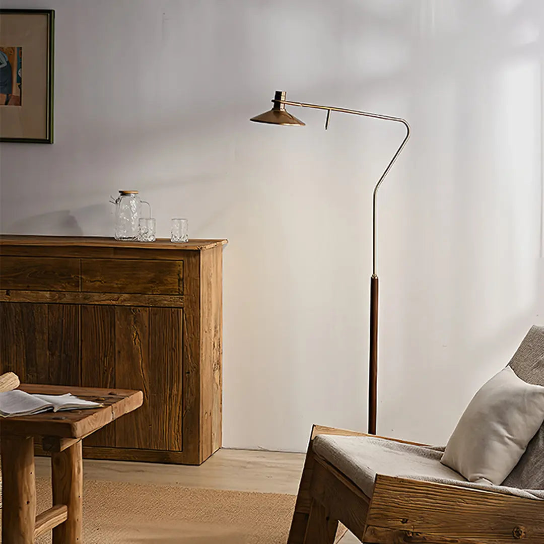 Adjustable Vintage Gold Floor Lamp - Tall Industrial Mid-Century Design Luxe