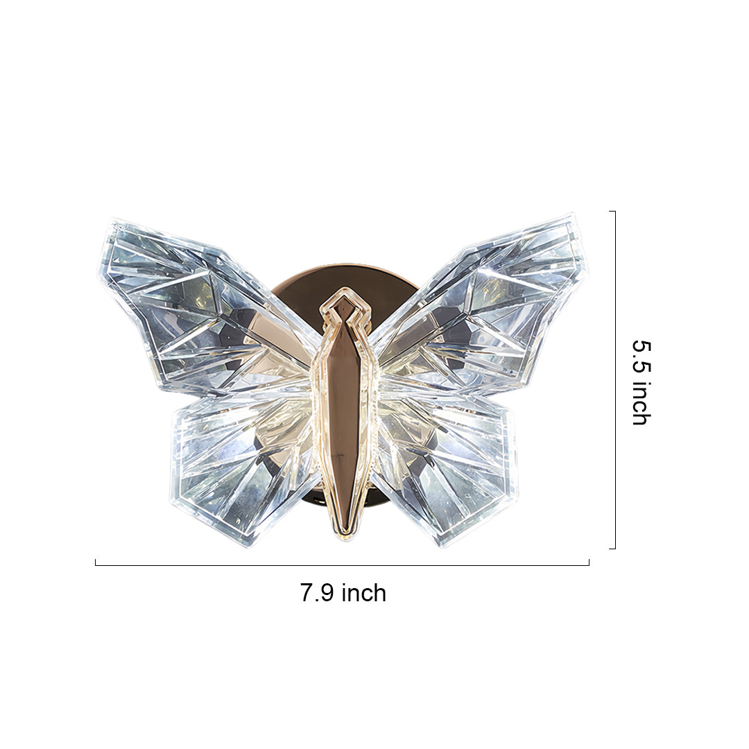 Butterfly Wall Sconce — Gold Aluminum, White Acrylic Shade, LED, Three-Step Dimming (3000K/4500K/6000K)