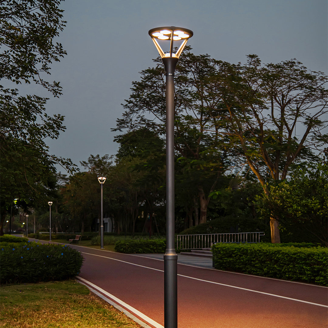 Modern Minimalist LED Outdoor Lamp Post — Die-Cast Aluminum, 48W OSRAM, 3000K, IP65, 10-Foot