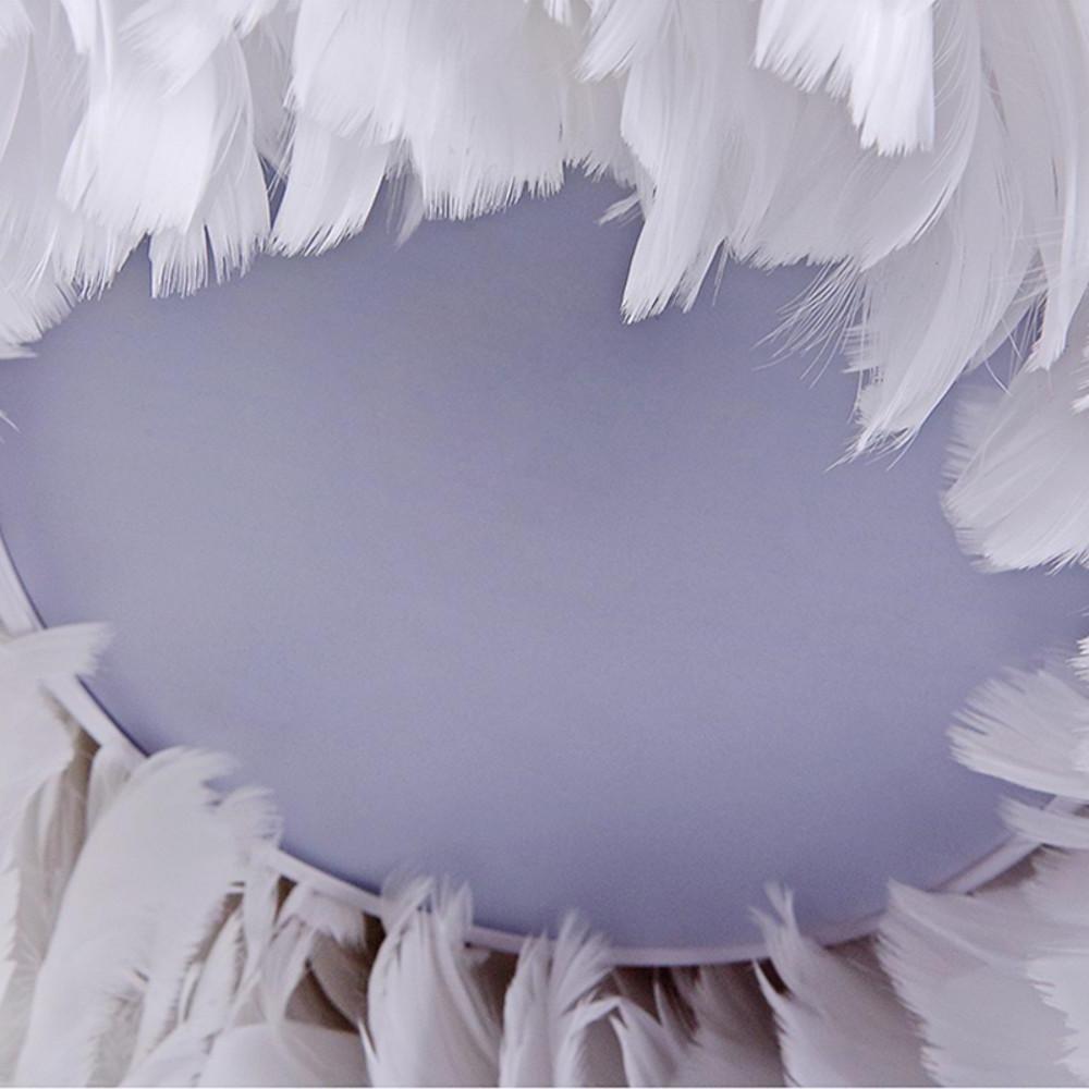 Round Feather Flush-Mount Chandelier — Metal, E27 LED, 3-Step Dimming, 6-Light or 8-Light, 20"–28"