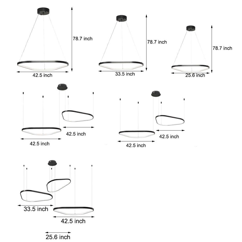 triangle ring chandelier in black available in 1 2 or 3 lights