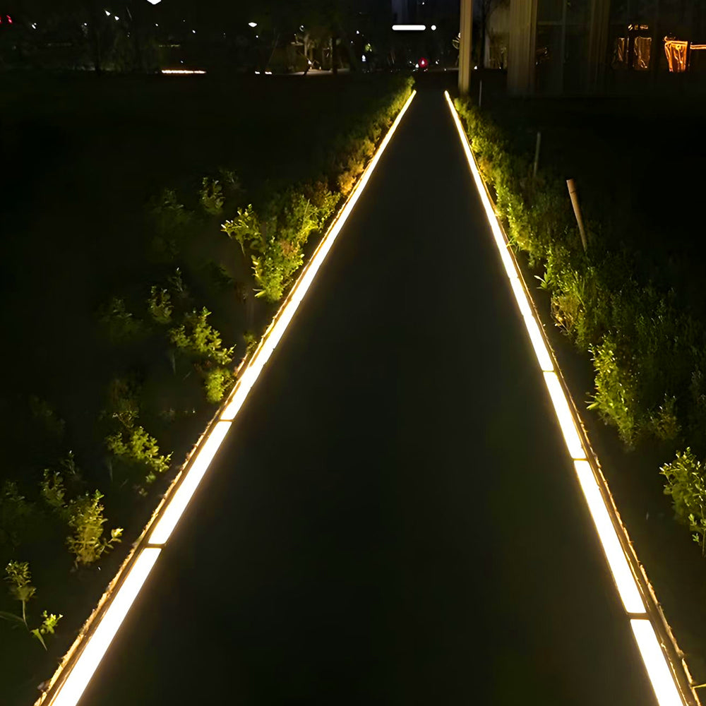 Minimalist LED Strip Step & Deck Light — Stainless Steel and Frosted Glass, 12W Hardwired, IP67, Three Color Temperatures, 39.4"