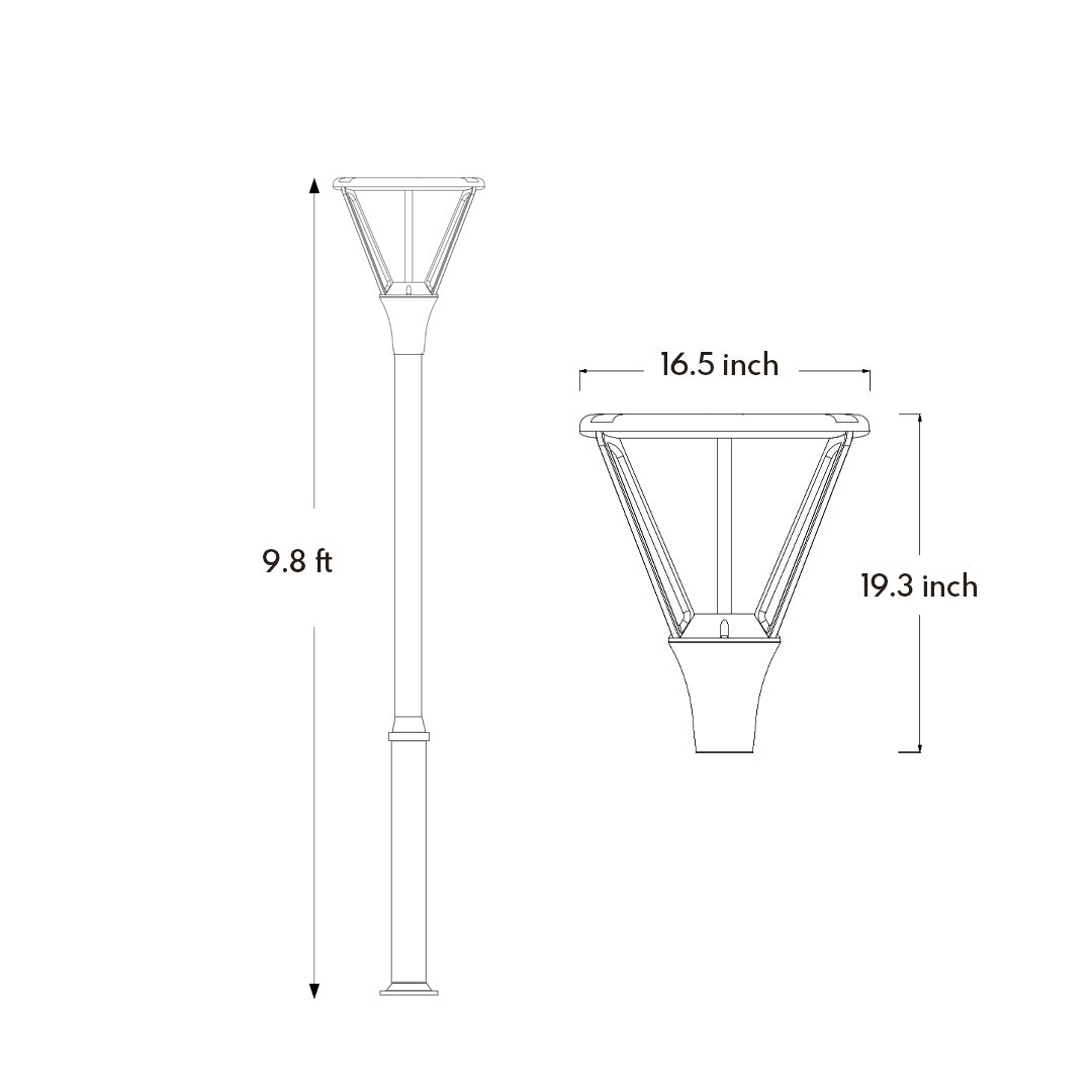 Modern Minimalist Outdoor Post Light — Black Aluminum, 48W OSRAM LED, 3000K, IP65, 3-Meter Pole