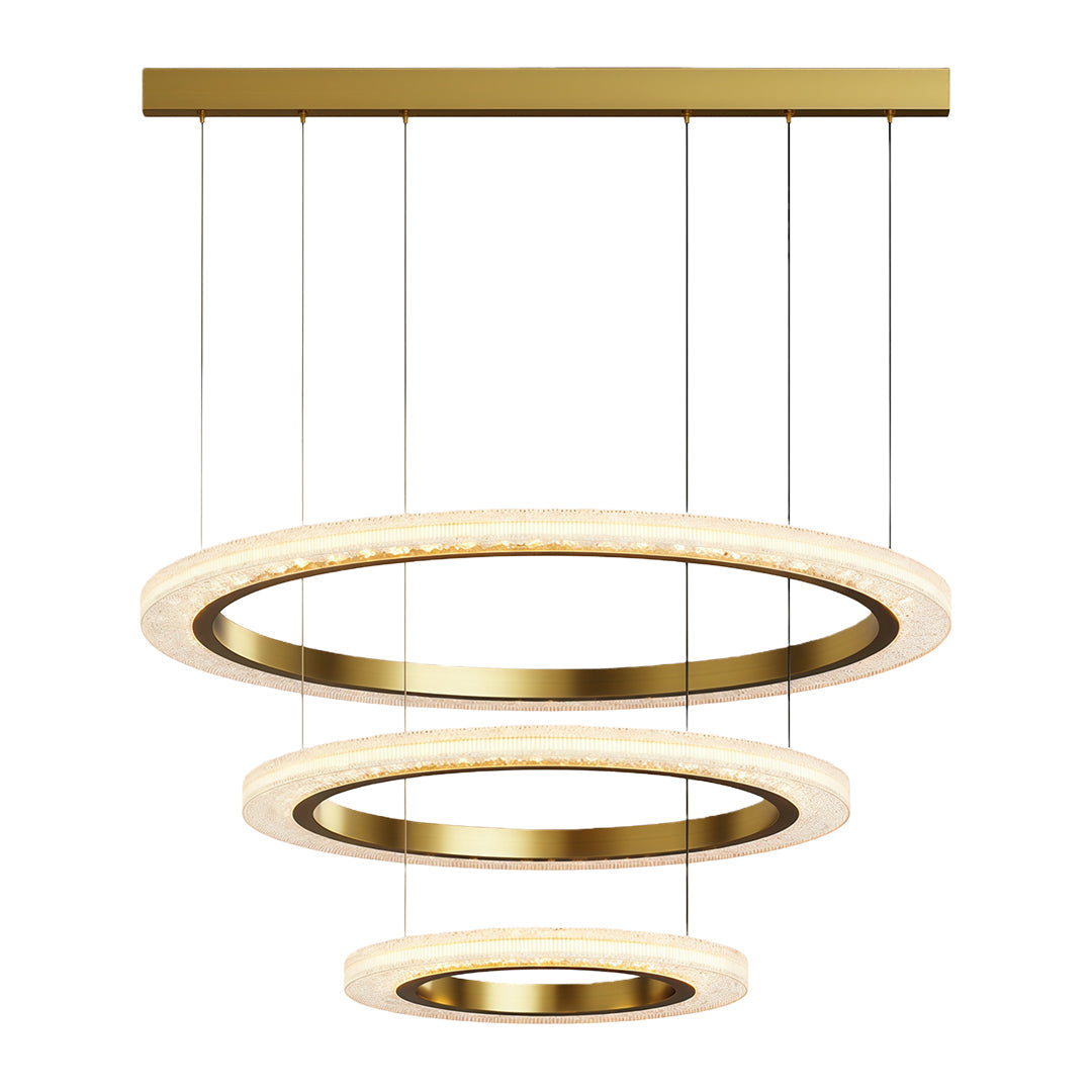 Round Ring Chandelier — Aluminum & Acrylic, 23.6"–31.5", Single/Double/Triple, Three-Color Dimming, Copper/Nickel/Black