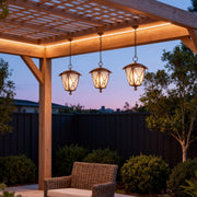 Vintage European Outdoor Hanging Pendant — Black Aluminum, Clear Glass, 9W LED, IP44 Weatherproof