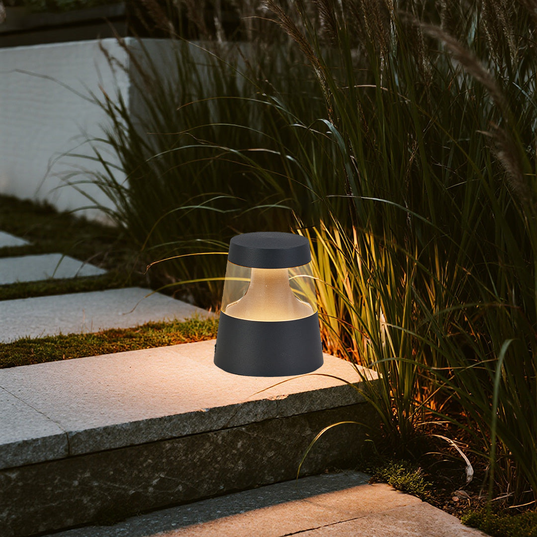 Modern Bollard Landscape Light — Sand-Gray Aluminum, 5W LED, 3000K Warm White, IP54 Weatherproof