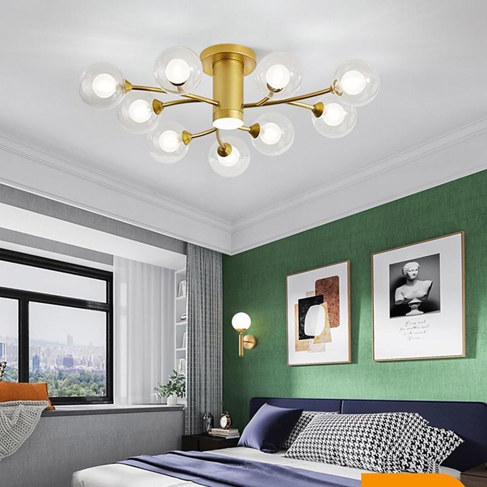 Industrial Globe Semi-Flush Mount Ceiling Light — Metal and Glass, LED, 9/12/15-Light, 3000–5400K