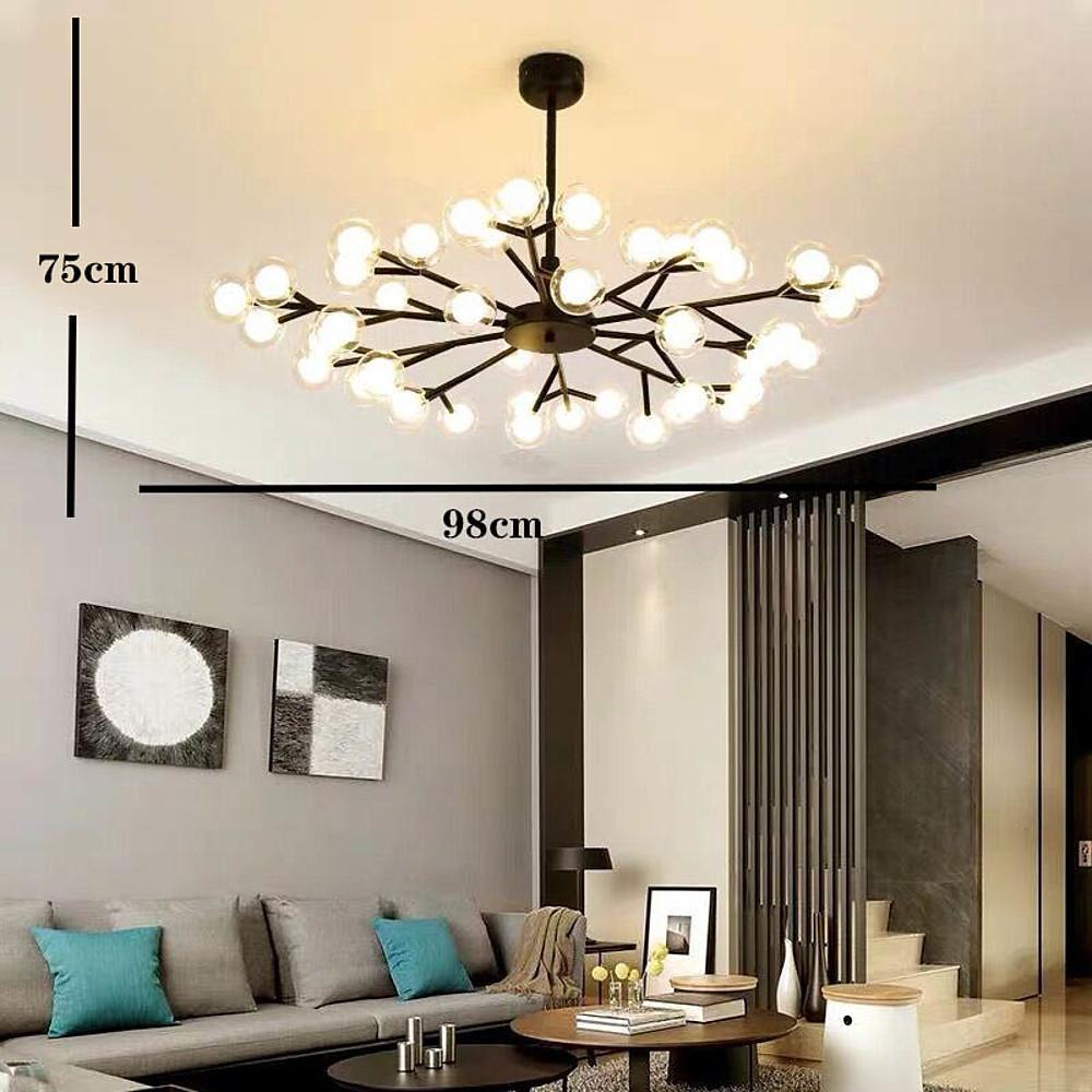 Modern 45-Light Glass Cluster Chandelier — Metal, Black or Gold, 39" Diameter, 3W LED