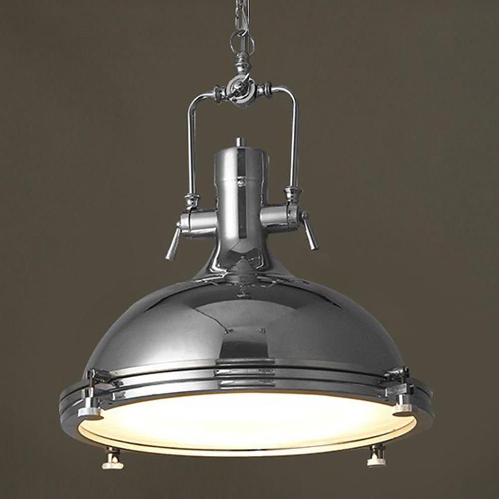 Industrial Vintage Lantern Pendant Chandelier — Metal, E26/E27 LED, 16" Dia., Adjustable 39" Chain, 3000K