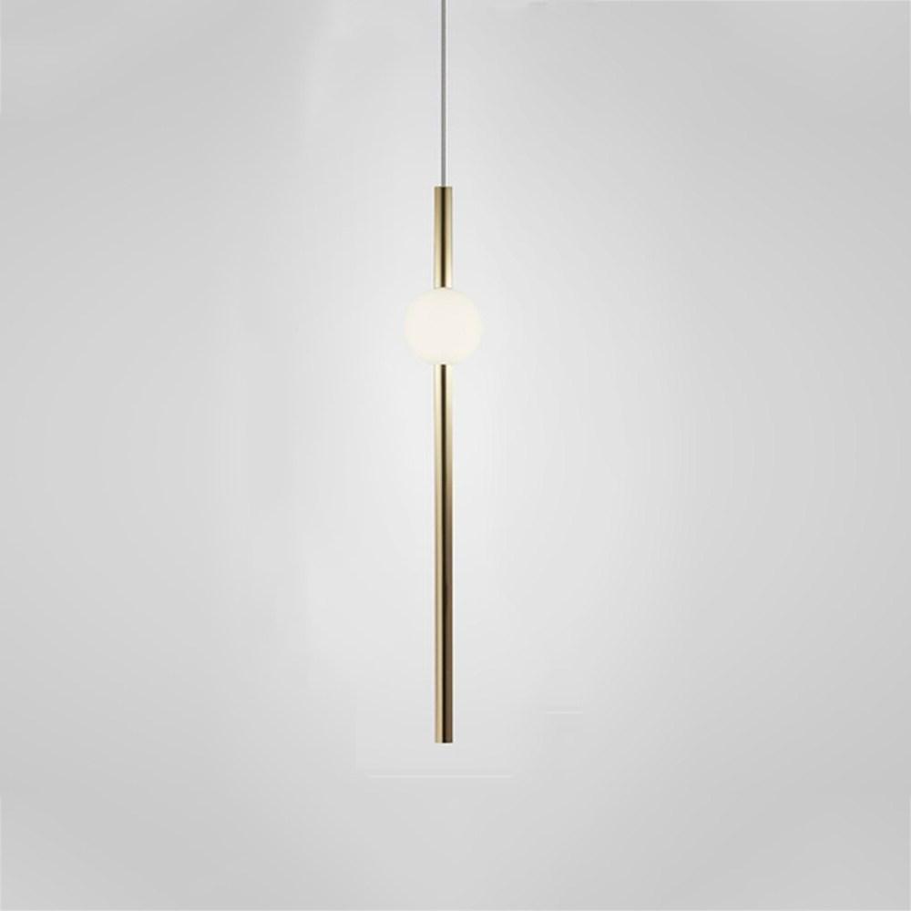 Linear Glass Sphere Pendant Chandelier — Metal, Gold/White, 23" Wide, 3000K LED, 59" Adjustable Cord