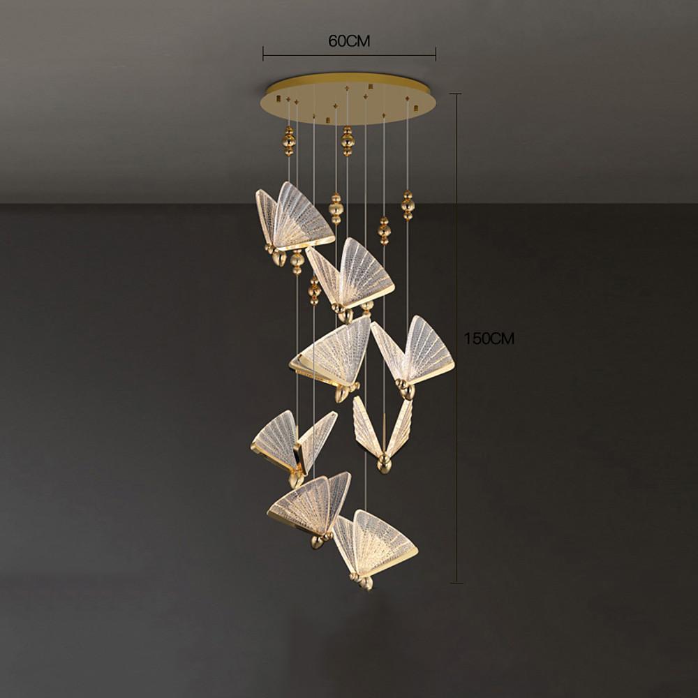 Coastal Butterfly-Shaped Mini Pendant — Metal and Acrylic, LED, 1- to 8-Light, 3000K / 6000K, 47" Adjustable Cord